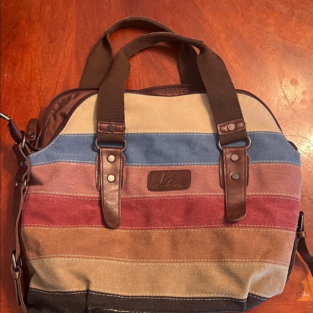 Vintage Striped Canvas Duffel Bag